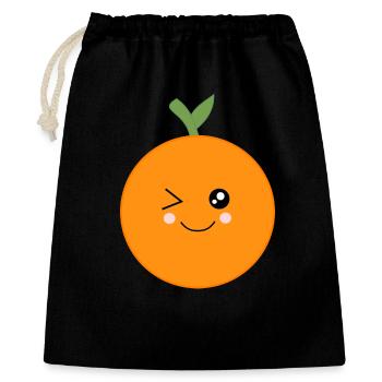 Orangen Frucht Früchte Kostüm Fasching Karneval - Geschenkbeutel aus Baumwolle (40 x 50 cm) - Schwarz - Vorne