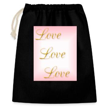 Liebe - Selbstliebe - wahre Liebe - Geschenkbeutel aus Baumwolle (40 x 50 cm) - Schwarz - Vorne