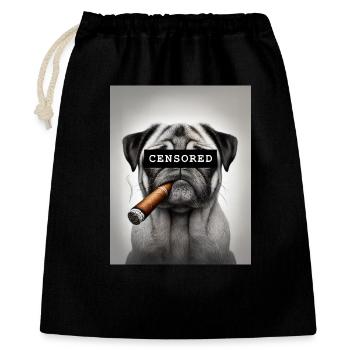 Carlin censuré avec cigare - Sac cadeau 40 x 50 cm - noir - Devant