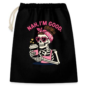 Pink Retro Skeleton with Coffee and Heart Shades - Gift Bag 40 x 50 cm - black - Front