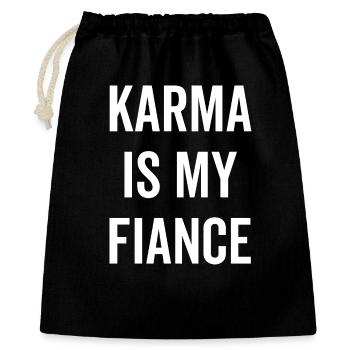 Karma ist mein Verlobter - Geschenkbeutel aus Baumwolle (40 x 50 cm) - Schwarz - Vorne