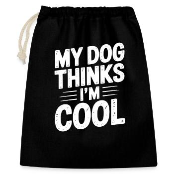 My Dog thinks I'm cool - Funny T-Shirt - Gift Bag 40 x 50 cm - black - Front