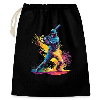 Baseball Spieler - Geschenkbeutel aus Baumwolle (40 x 50 cm) - Schwarz - Vorne