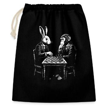 Rabbit and Monkey Chess Duel - Gift Bag 40 x 50 cm - black - Front