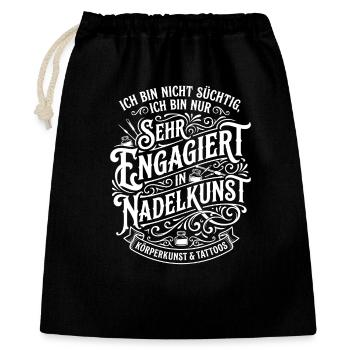 Engagiert in Nadellkunst - Geschenkbeutel aus Baumwolle (40 x 50 cm) - Schwarz - Vorne
