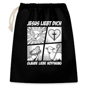 Jésus t’aime : la foi aime l’espoir - Sac cadeau 40 x 50 cm - noir - Devant