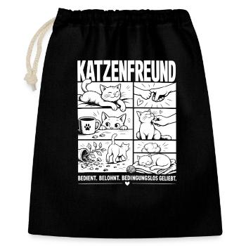 Katzenfreund Liebe Katze Comic - Geschenkbeutel aus Baumwolle (40 x 50 cm) - Schwarz - Vorne