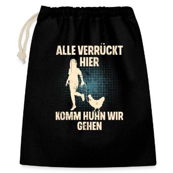Alle Verrückt Hier Komm Huhn Wir Gehen Hühner - Geschenkbeutel aus Baumwolle (40 x 50 cm) - Schwarz - Vorne