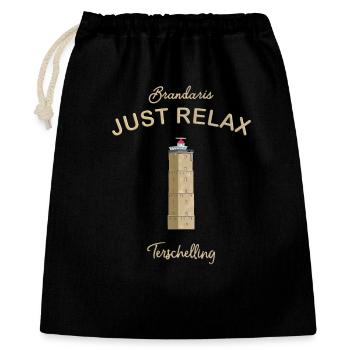 Terschelling, Just Relax , Nordseeinsel - Geschenkbeutel aus Baumwolle (40 x 50 cm) - Schwarz - Vorne