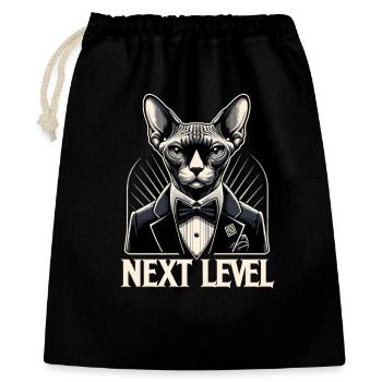 Sphynx Katze schick Anzug Smoking Level Geschenk - Geschenkbeutel aus Baumwolle (40 x 50 cm) - Schwarz - Vorne