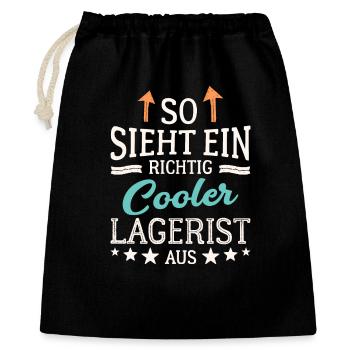 So sieht ein richtig cooler Lagerist aus - Geschenkbeutel aus Baumwolle (40 x 50 cm) - Schwarz - Vorne