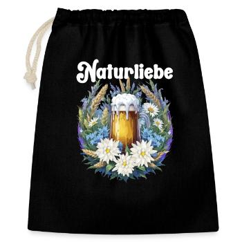 Naturliebe Bierkrug mit Wildblumen Trachtenshirt - Geschenkbeutel aus Baumwolle (40 x 50 cm) - Schwarz - Vorne