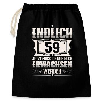 59. Geburtstag - Geschenkbeutel aus Baumwolle (40 x 50 cm) - Schwarz - Vorne