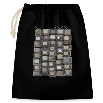 Collage de piles TV rétro - Sac cadeau 40 x 50 cm - noir - Devant