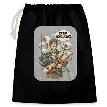Model airplane in vintage style - Gift Bag 40 x 50 cm - black - Front