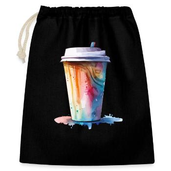 Cappuccino Kaffee Becher Kunst - Geschenkbeutel aus Baumwolle (40 x 50 cm) - Schwarz - Vorne