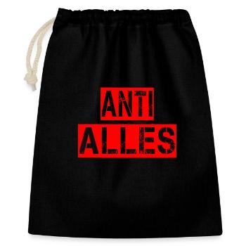 Anti Alles - Geschenkbeutel aus Baumwolle (40 x 50 cm) - Schwarz - Vorne
