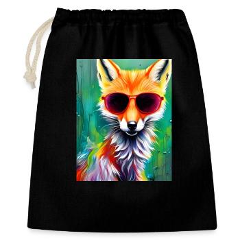 Renard fluo avec lunettes de soleil rouges - Sac cadeau 40 x 50 cm - noir - Devant