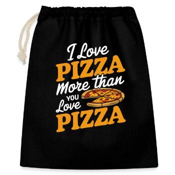 Pizza Love Typografie Design - Geschenkbeutel aus Baumwolle (40 x 50 cm) - Schwarz - Vorne