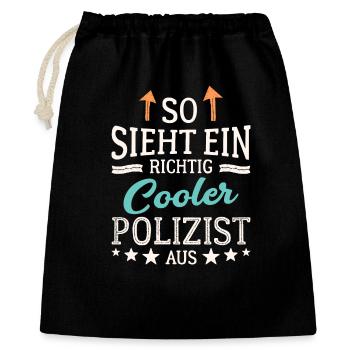 So sieht ein richtig cooler Polizist aus - Geschenkbeutel aus Baumwolle (40 x 50 cm) - Schwarz - Vorne