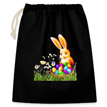 Lapin de Pâques avec des œufs colorés - Sac cadeau 40 x 50 cm - noir - Devant