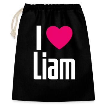 I Love Liam Pinkes Herz Ich liebe Liam - Geschenkbeutel aus Baumwolle (40 x 50 cm) - Schwarz - Vorne