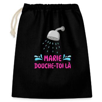 Marie, dusch dort. - Geschenkbeutel aus Baumwolle (40 x 50 cm) - Schwarz - Vorne