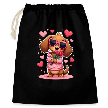 Dackel Dachshund Tekel - Geschenkbeutel aus Baumwolle (40 x 50 cm) - Schwarz - Vorne