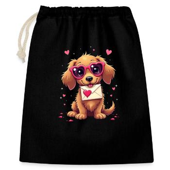 Dackel Dachshund Tekel - Geschenkbeutel aus Baumwolle (40 x 50 cm) - Schwarz - Vorne