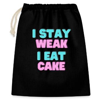 JE RESTE FAIBLE JE MANGE DU GÂTEAU - Devise du gâteau - Sac cadeau 40 x 50 cm - noir - Devant