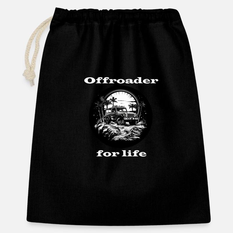 Offroader pour la vie blanc - Sac cadeau 40 x 50 cm - noir