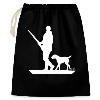 Chasseur avec chien à l'affût - Sac cadeau 40 x 50 cm - noir - Devant