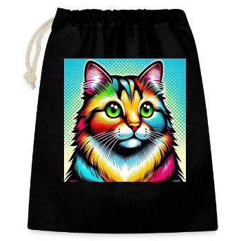 Chat Pop Art - Sac cadeau 40 x 50 cm - noir - Devant