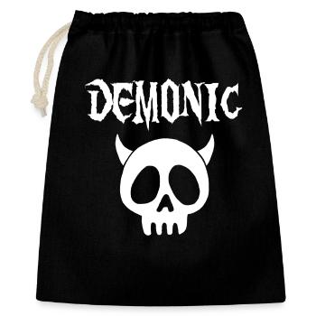 Tête de mort démoniaque blanc - Sac cadeau 40 x 50 cm - noir - Devant