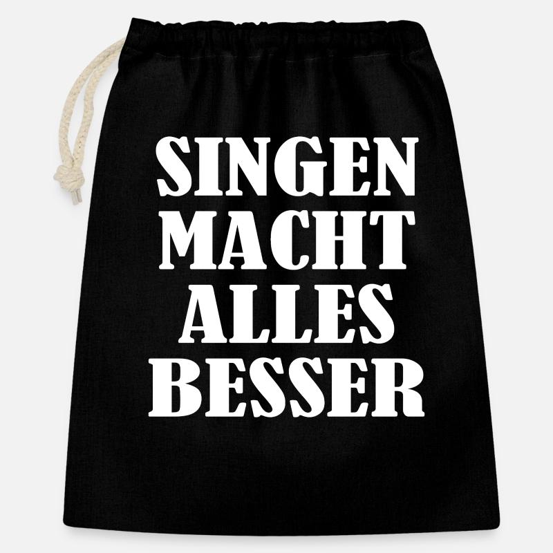 Singen macht alles besser - Geschenkbeutel aus Baumwolle (40 x 50 cm) - Schwarz