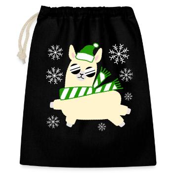 Llama – Christmas - Gift Bag 40 x 50 cm - black - Front