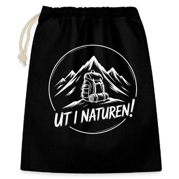 Abenteuer-Rucksackwandern - Geschenkbeutel aus Baumwolle (40 x 50 cm) - Schwarz - Vorne