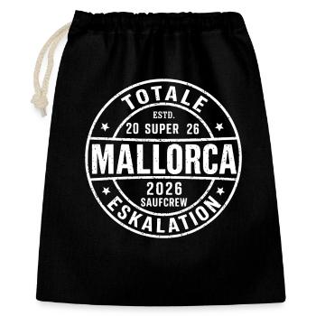 Malle 2026 Totale Eskalation Saufcrew 2026 - Geschenkbeutel aus Baumwolle (40 x 50 cm) - Schwarz - Vorne