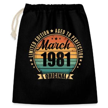 März 1981 Limited Edition Retro März 1981 - Geschenkbeutel aus Baumwolle (40 x 50 cm) - Schwarz - Vorne