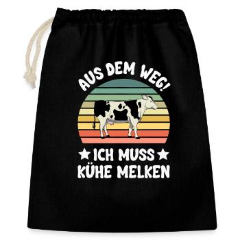 Kuh Kühe - Geschenkbeutel aus Baumwolle (40 x 50 cm) - Schwarz - Vorne