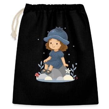 Süßes Heidelbeer-Mädchen Illustration - Geschenkbeutel aus Baumwolle (40 x 50 cm) - Schwarz - Vorne