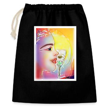 Farbenfrohes Profil-Schlürfen - Geschenkbeutel aus Baumwolle (40 x 50 cm) - Schwarz - Vorne