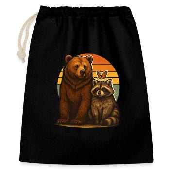 Bear Raccoon Animal Lovers - Gift Bag 40 x 50 cm - black - Front