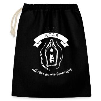 112413636_141329686_ACAB_-_All_clitoris_are_bea - Geschenkbeutel aus Baumwolle (40 x 50 cm) - Schwarz - Vorne