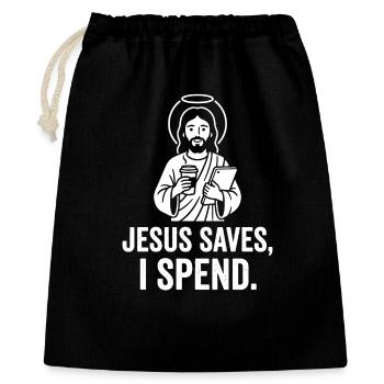 Jésus sauve, je dépense - Sac cadeau 40 x 50 cm - noir - Devant