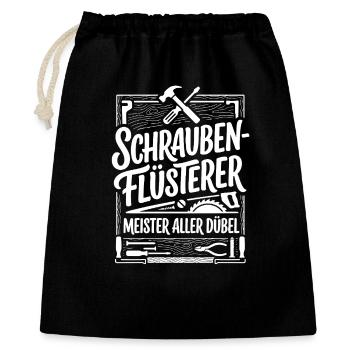 Schraubenflüsterer – Meister aller Dübel - Geschenkbeutel aus Baumwolle (40 x 50 cm) - Schwarz - Vorne