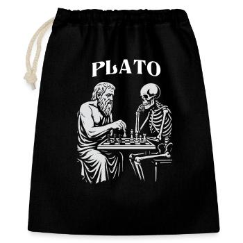 Platon et Skeleton jouant aux échecs - Sac cadeau 40 x 50 cm - noir - Devant