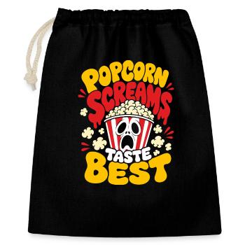 Popcorn Screams Taste Best Horror Fan - Geschenkbeutel aus Baumwolle (40 x 50 cm) - Schwarz - Vorne