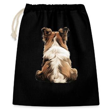 Chien de berger Shetland - Sac cadeau 40 x 50 cm - noir - Devant