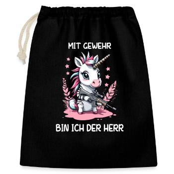 Unicorn with hunting rifle - Gift Bag 40 x 50 cm - black - Front